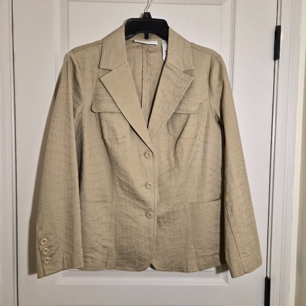 Liz Claiborne First Issue Tan Snakeskin Blazer Women's Small Vintage Style